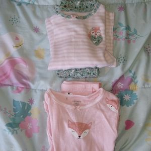 NWOT Carter's 4 piece fox 100% snug fit cotton PJs